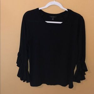 Black ruffle sleeve top